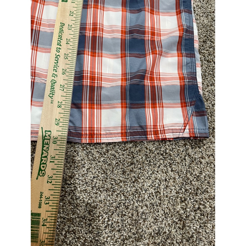 Simms Fishing Shirt Mens XL Long Sleeve Plaid Button Down Red White Blue Pockets - Picture 7 of 7
